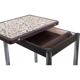 Стол Чинзано М-2 ст2 венге / кремовый с узором венге / ножка 02