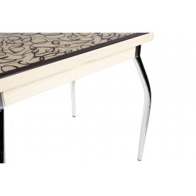 Стол Чинзано М-2 ст2 молочный дуб / кремовый с узором венге / ножка 01