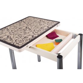 Стол Чинзано М-2 ст2 молочный дуб / кремовый с узором венге / ножка 02