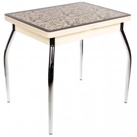 Стол Чинзано М-2 ст2, кремовый с узором венге / венге, ножка из МДФ 07