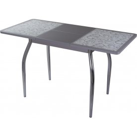 Стол Чинзано М ст-2 серый / белый с серым узором / ножка 01 хром
