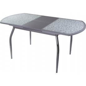 Стол Чинзано ПО-1 ст-2 серый / белый с серым узором / ножка 01