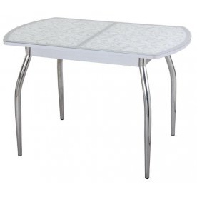 Стол Чинзано ПО ст-2, кремовый с узором венге / венге ножка из МДФ 07