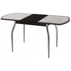 Стол Чинзано ПО ст-2, кремовый с узором венге / венге ножка из МДФ 07