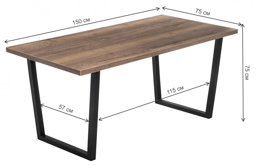 Стол Эльпатия 150 дуб галифакс / черный матовый