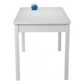 Стол Lionel-1 белый / белое стекло / вкладка стекло