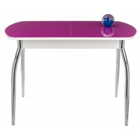 Стол Monro-1 белый / лиловое стекло / вкладка стекло