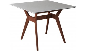 Деревянный стол Нарвик 860х860 мрамор бьянко / темный орех