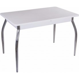 Стол обеденный Альфа ПР-1 КМ белый / камень-04 / ножка 01 хром