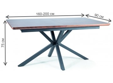 Раздвижной стол Logan 160-200/90/75 орех / черный