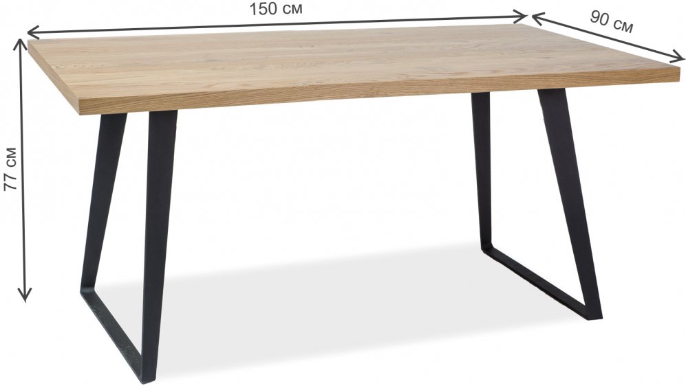 Деревянный стол Falcon 150 150/90/77 дуб / черный