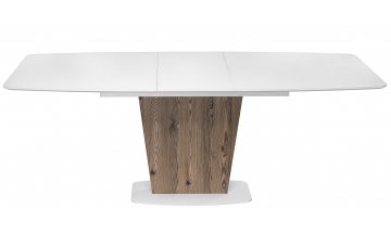 Стеклянный стол Оливер лиственница горная / белый