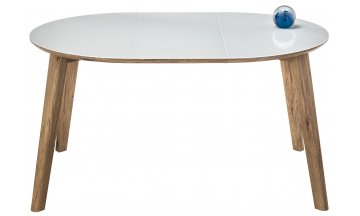 Стеклянный стол Семвэлл белый / дуб монтана