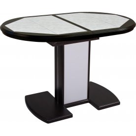 Стол Шарди О белый / плитка 05 / ножка 05 венге/белый