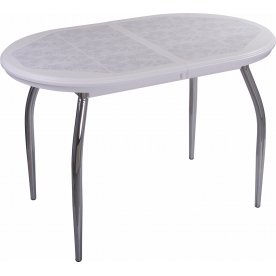 Стол Шарди О белый / плитка 05 / ножка 01 хром