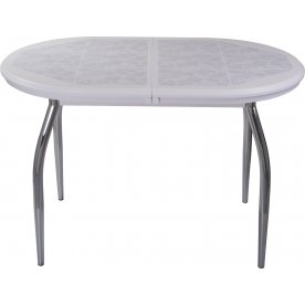 Стол Шарди О белый / плитка 05 / ножка 01 хром