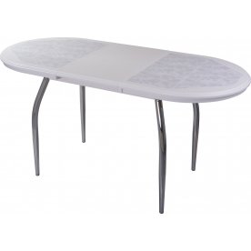 Стол Шарди О белый / плитка 05 / ножка 01 хром