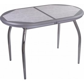 Стол Шарди О серый / плитка 05 / ножка 01 хром