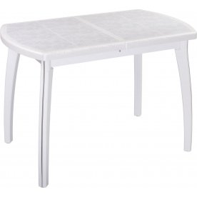 Стол Шарди ПО бело-серебристый / плитка 05 / ножка 07 белый