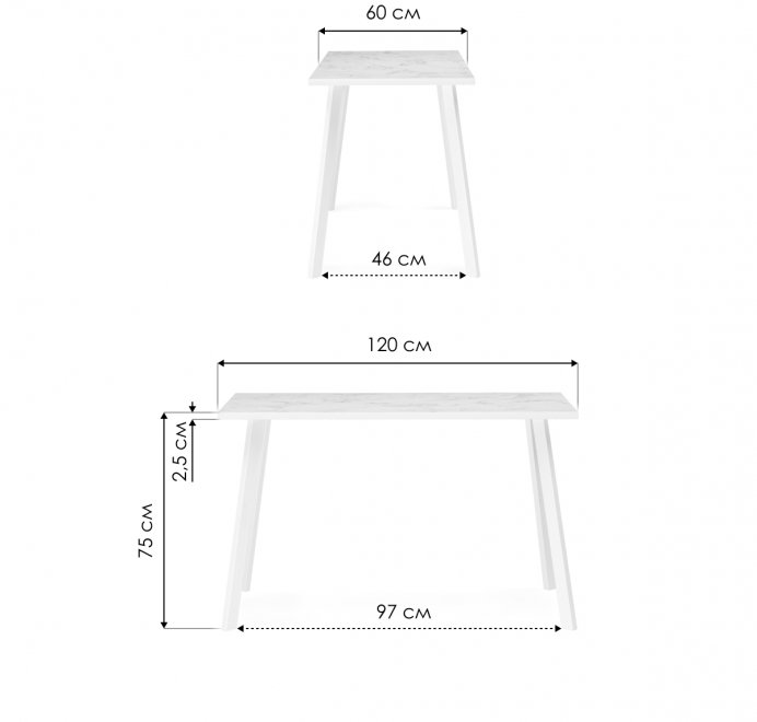 Стол Тринити Лофт 120 25 мм черный матовый / дуб делано темный