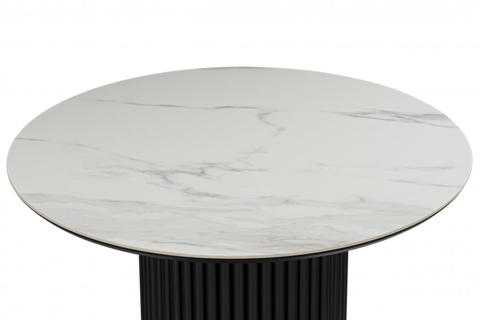 Керамический стол Барел 89 белый мрамор snow white / черный