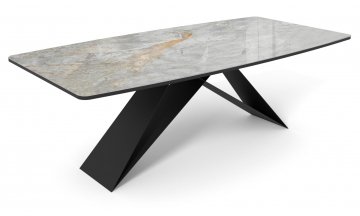 Керамический стол DikLine SKY220 titanium silver river polished / черный / черный
