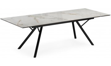 Керамический стол Ворен 180(240)x90 calacatta gold / черный