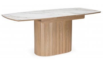 Керамический стол Люмен 160(200)х90 snow white / дуб американский