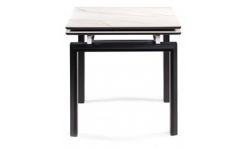 Керамический стол Давос 140(200)х80х78 белый мрамор / черный