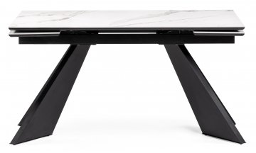 Керамический стол Ливи 140(200)х80х78 белый мрамор / черный