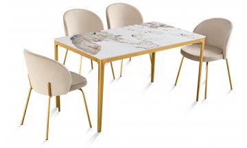 Керамический стол Берск 140х80х75 белый мрамор пандора