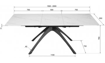 Керамический стол SHT-T76 белый мрамор / черный