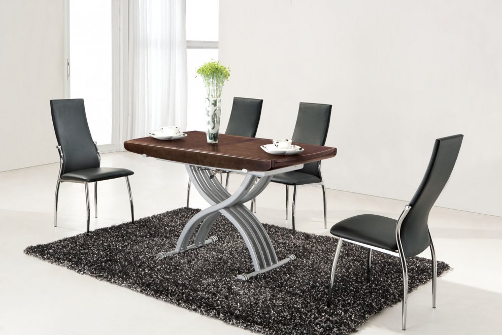 Обеденная группа стол-трансформер Dolores венге и 4 стула Alejandro Black