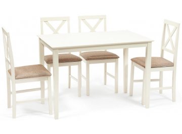 Обеденная группа Hudson dining set ivory white / слоновая кость / коричнево-золотой