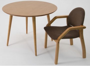 Обеденный стол Монте К 90 / Джуно натуральный / велюр коричневый