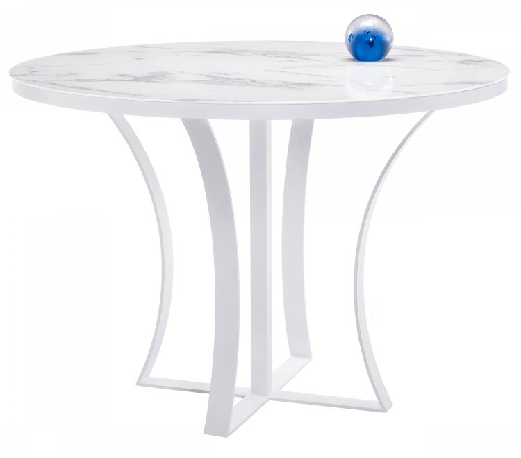 Обеденная группа Рикон белый мрамор / белый / серый