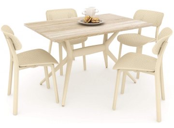 Обеденный стол SHT-DS123 бежевый / дуб сонома