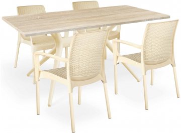 Обеденный стол SHT-DS164 дуб сонома светлый / бежевый / светлый орех