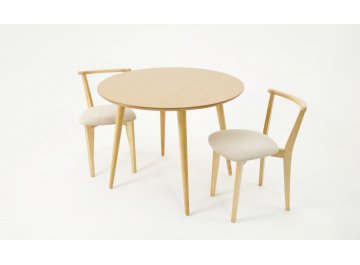 Обеденный стол Монте К 90 / Франк натуральный / велюр коричневый бежевый / натуральное дерево / натуральное дерево