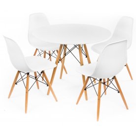 Обеденная группа "Стол PT-150 и 4 стула PC-015" белая