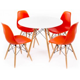 Обеденная группа "Стол PT-150 и 4 стула PC-015" оранжево-белая