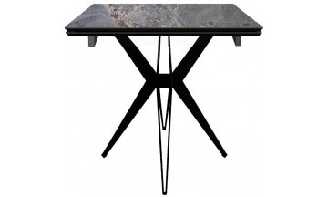 Керамический стол DikLine DKS140 nebula gold (мрамор глянец серый) / черный