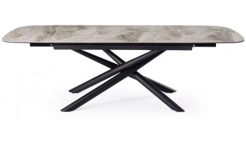 Керамический стол DikLine KE180 серый мрамор / черный