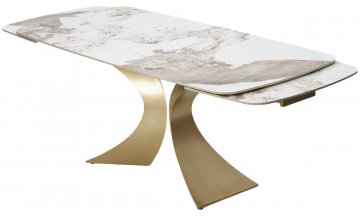 Керамический стол Matias бело-коричневый мрамор