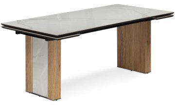 Керамический стол Бернардо statuario titan gloss / дуб монтана
