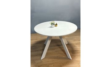 Керамический стол Лайт белое стекло глянец / белый