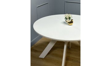 Керамический стол Лайт белое стекло глянец / белый