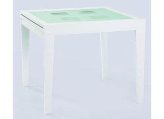 Стол Benson 90 белый тонированное стекло с прозрачными квадратами