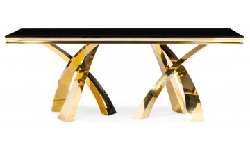 Стеклянный стол Komin 2 черный / золото