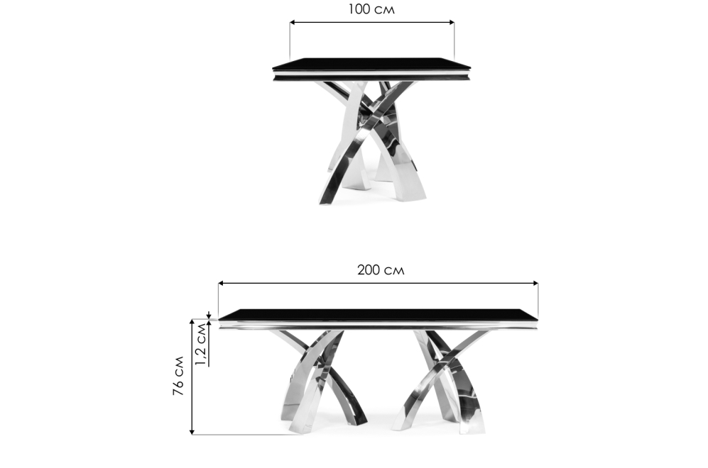 Стеклянный стол Komin 2 черный / золото